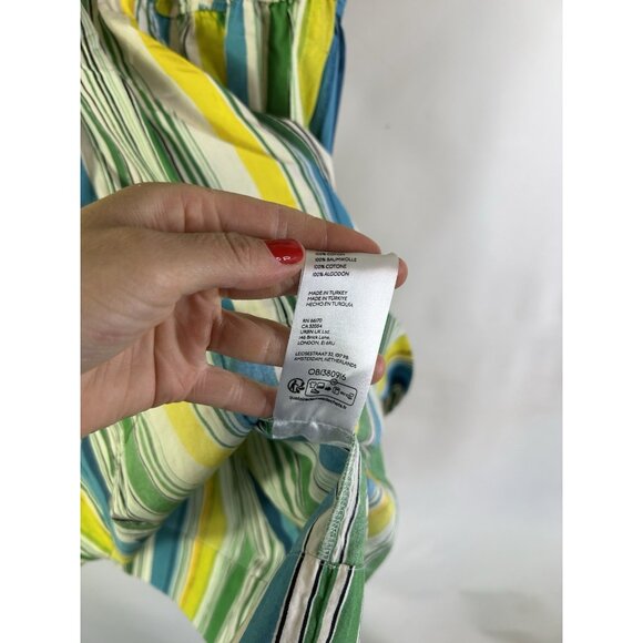 Anthropologie Rainbow Stripe Tiered Puff Sleeve Mini Dress - Picture 7 of 8